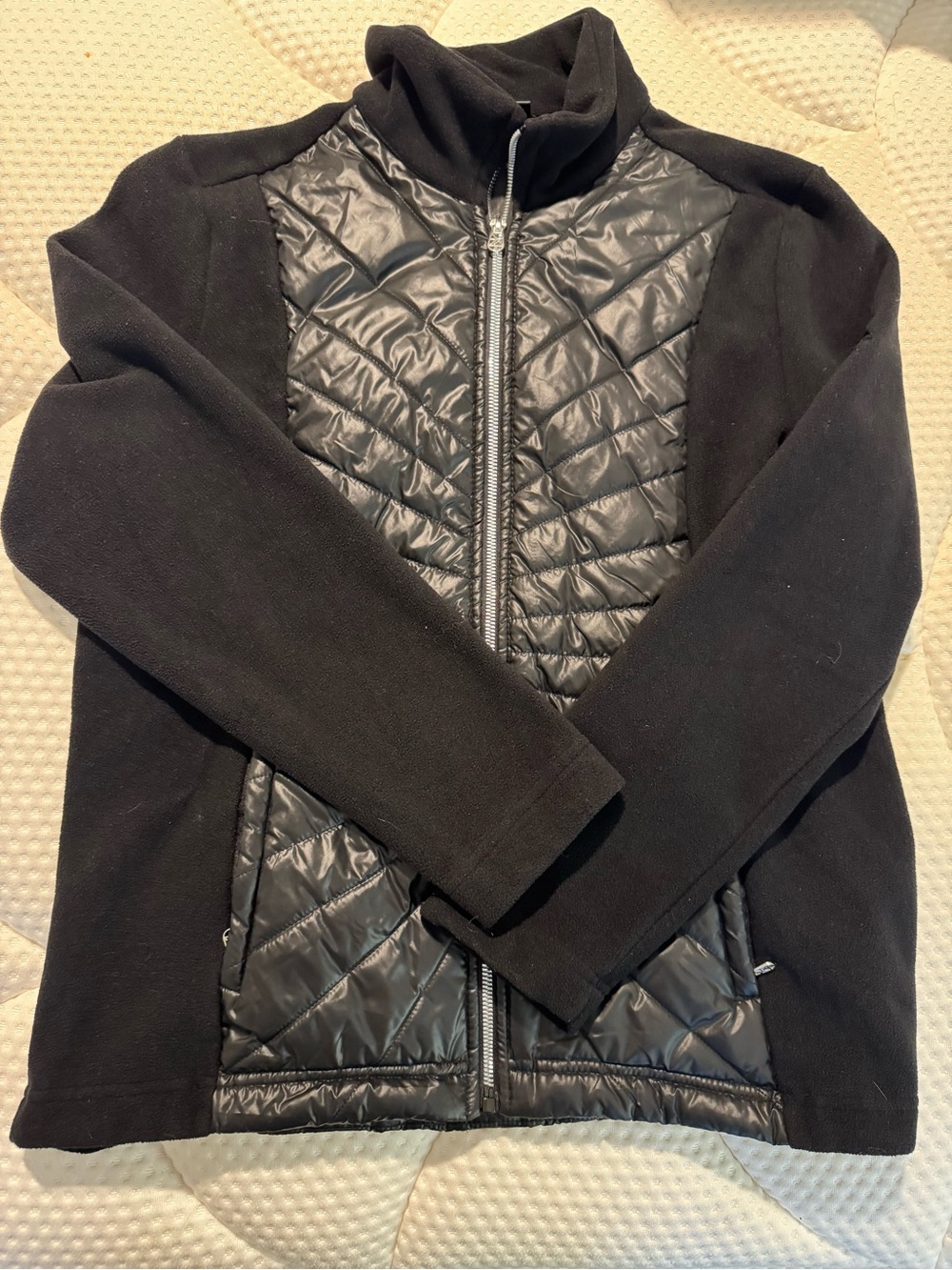 Quilted Front Puffer Jacket with fleece sleeves